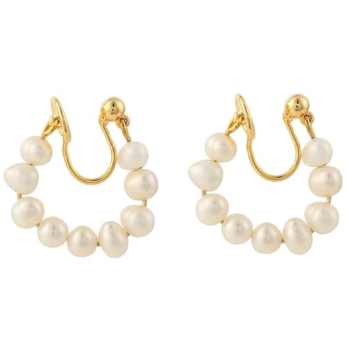 PartyKindom Leichte Bequeme Clip Ohrmanschetten mit Modischen Simulierten Perlen nicht Piercingschädlich für Damen Ohrlöcher Geeignet für Party Geburtstag und Besondere Anlässe von PartyKindom