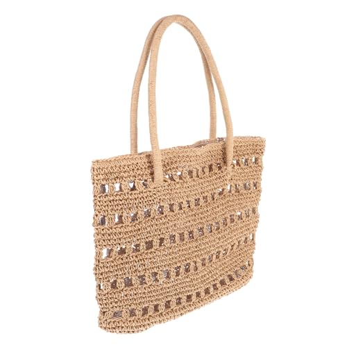 PartyKindom Leichte Gehäkelte Strandtasche Damen Modische Langlebige Einkaufstasche für Urlaub Alltag und Shopping Vielseitig Tragbar als Hand Schultertasche Sommerliche Luftige Handtasche von PartyKindom