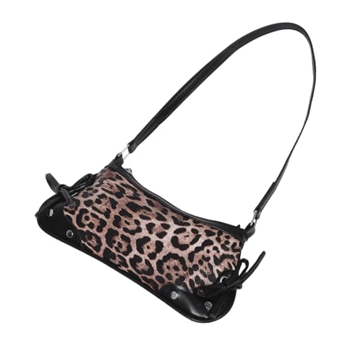 PartyKindom Leopardenmuster Schultertasche mit Schleife PU Unterarm Handtasche Damenmodisch Vielseitig für Alltag Büro und Freizeit von PartyKindom
