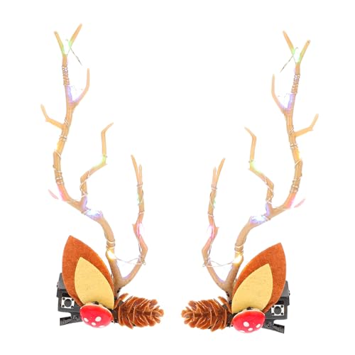 PartyKindom Leuchtende Rentier haarspangen mit Geweih Weihnachts haarschmuck für Frauen Verstellbare Cosplay kostüm Accessoires für Festliche Winterfeiern von PartyKindom
