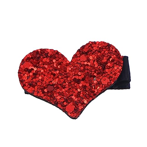 PartyKindom Herzform Pailletten-haarspange Entenschnabel-krokodilklemme Haar-clip Voll Bedeckte Glitzer-haarnadel Haar-accessoires Für Frauen Und Mädchen Rot von PartyKindom