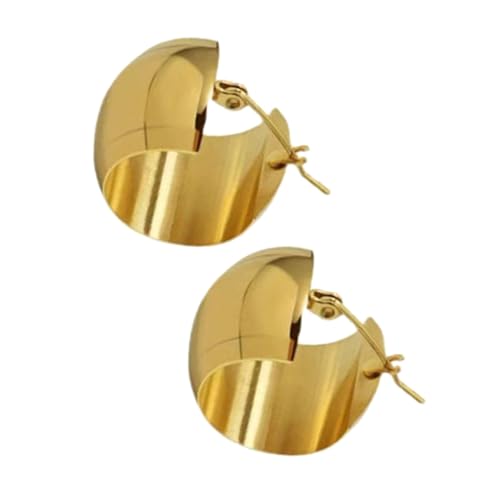 PartyKindom Loop Creolen aus Titanstahl Leichte Runde Damen Ohrringe Minimalistischer Schmuck für Alltag und Party Modische Statement accessoires Goldfarbene Ohrstecker von PartyKindom