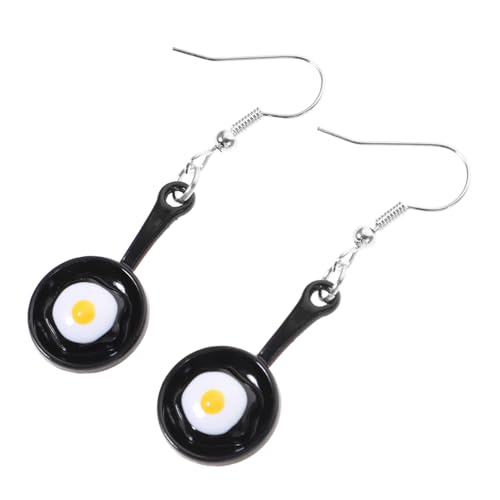 PartyKindom Lustige Spiegeleier Ohrringe Dangle Bratpfannen Design Handgefertigt Ausgefallene Kochschmuck Geschenkidee Für Frauen Mädchen Küchenmode von PartyKindom