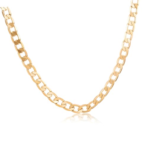 PartyKindom Luxuriöse Herren Kette Goldfarben Curb Chain aus Langlebiger Legierung Dicke Glieder Modischer Schmuck für Männer Lange Auffällige Königskette für Stilbewusste Herren von PartyKindom