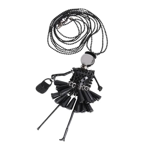 PartyKindom Mädchen Halskette mit Lustigem Cartoon Anhänger Lange Kristallkette für Frauen Schwarzer Modischer Schmuck für Partys Reisen und Festivals von PartyKindom