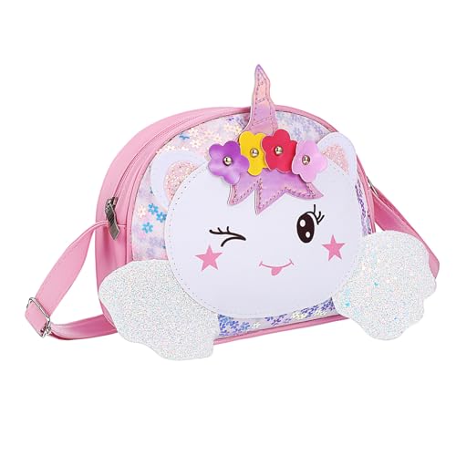 PartyKindom Mädchen Umhängetasche Einhorn PU Schultertasche Verstellbar Kleine Crossbody Bag Trendige Handtasche für Teenager Mädchen Alltag von PartyKindom