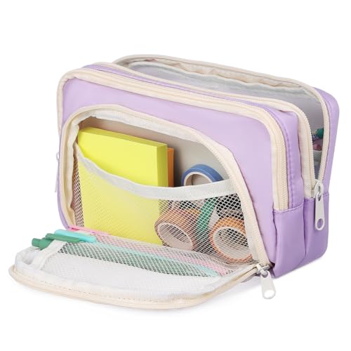 PartyKindom Mäppchen Kind Fall Abteil Beutel Fächer Rosa Stifte Enthalten Vielseitig Karikatur Multi Bleistift Kapazität Groß Tasche Ästhetisch Schreibwaren Mit Violett Weberei von PartyKindom