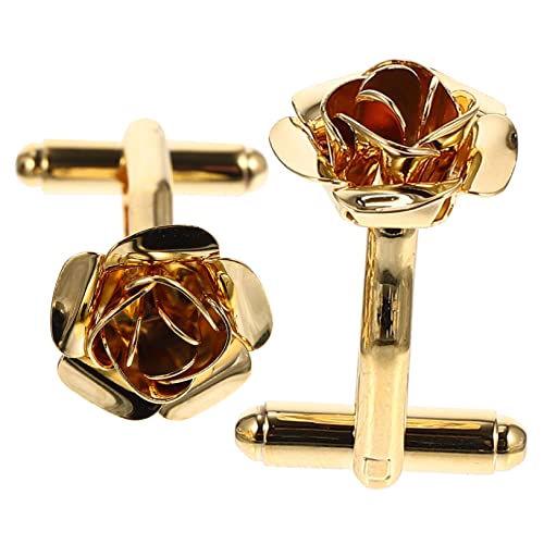 PartyKindom Manschettenknöpfe Herren Goldfarbene Blumen Cufflinks Schmuckstücke für Anzug Hochzeit Hemd Dekoration von PartyKindom