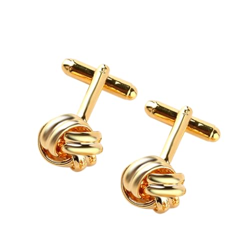 PartyKindom Manschettenknöpfe für Herren Knoten Design aus Hochwertiger Legierung Goldfarben Schlichte Cufflinks Business Hochzeit Hemd Zubehör von PartyKindom