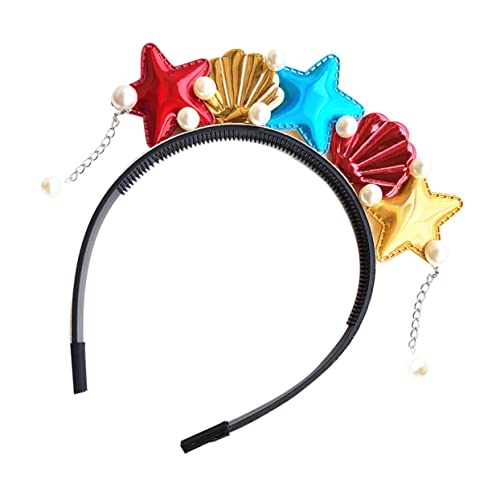 PartyKindom Meerjungfrau Stirnband Mit Seestern Und Muschel-design Haarreif Für Junge Mädchen Leichtes Material Rot Für Party Und Kostüm-accessoires von PartyKindom