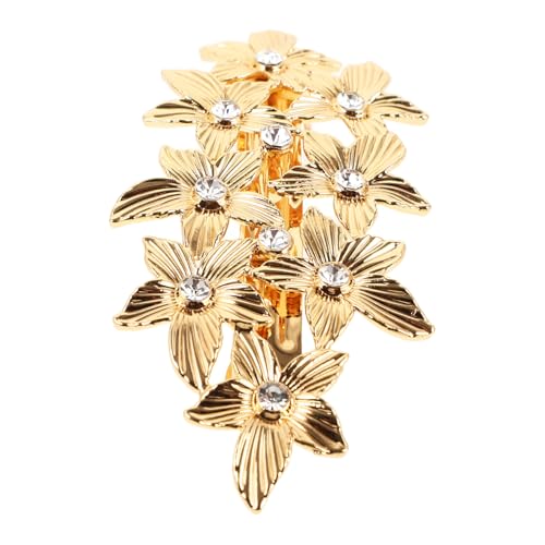 PartyKindom Metallic Gold Leaf Spring Hair Clip mit Funkelnden Strasssteinen Stabile Haarklammer für Damen Eleganter Haarschmuck für Hochzeit Party und Alltag Langlebiges Accessoire von PartyKindom
