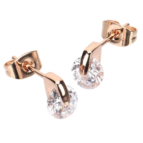 PartyKindom Minimalistische Zirkonia Ohrstecker Damen Metall Ohrschmuck Hypoallergene Langlebige Ohrringe in Roségold für Alltag Hochzeit und von PartyKindom