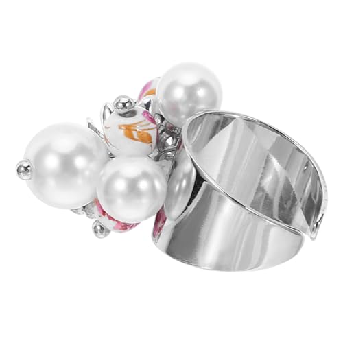 PartyKindom Minimalistischer Offener Ring mit und Perlenperlen Verstellbarer Filigraner Damenring Leichter Schmuck für Alltag Partys und Verlobung Elegantes Design mit Hochwertiger von PartyKindom