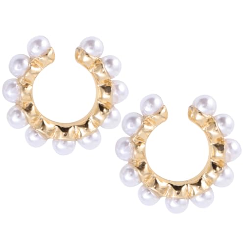 PartyKindom Moderne Kleine Ohrclips aus Legierung mit Weißen Perlen Modisch Süße Ohrschmuck Damen Ohrclips Leichter Schmuck für Alltag und Reise von PartyKindom