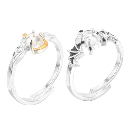 PartyKindom Mondstein Partner Ringe Engels und Teufelsdesign Unisex Schmuck Versprechenring für Damen und Herren Stilvoller Luxuriöser Fingerring von PartyKindom