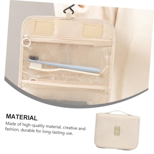 PartyKindom Multifunktionale Kosmetiktasche Damen Reise Organizer Aufhängbar Wasserdichtes Make up Täschchen Beige Für Kulturbeutel Toilettenartikel Aufbewahrung Handlich Viel Stauraum von PartyKindom