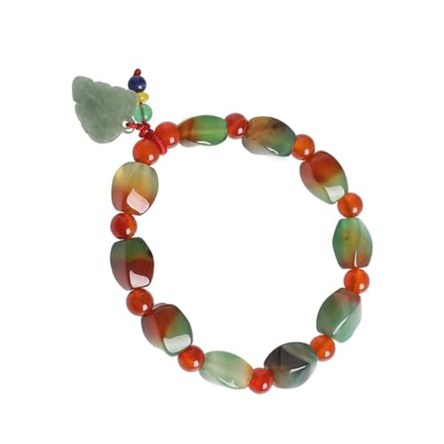PartyKindom Natürliches Agate Armband Damen Handkette mit Perlen Leichter Langlebiger Schmuck Modisch Passend zu Kleidern und Röcken für Freundinnen und Familie Zufälliger Edelsteinanhänger von PartyKindom
