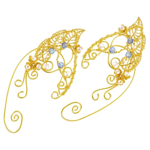 PartyKindom Non Piercing Ohrclips Damen Elfenohren Schmuck Ohrmanschetten Handgefertigt Floral Design Ohrschmuck für Frauen und Mädchen Zarte Ohrklemmen von PartyKindom