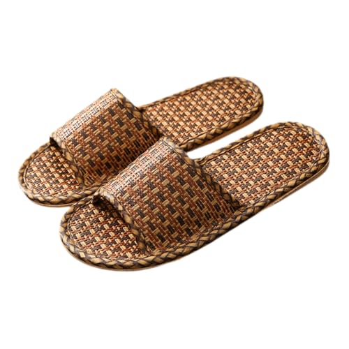 PartyKindom Nordic Slippers Damen Herren Geflochtene Rattan Gras Sommer Hausschuhe Leicht Atmungsaktiv Offene Zehen Indoor Schuhe für Zuhause Komfortabel Kühl von PartyKindom