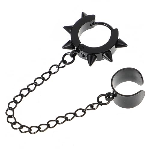 PartyKindom Ohrstecker Ohrloch Hip Hop Ohrclip Schwarz Stylisches Leichtes Komfortables Design für Party Alltag Modisches Schmuckaccessoire Geschenkidee von PartyKindom