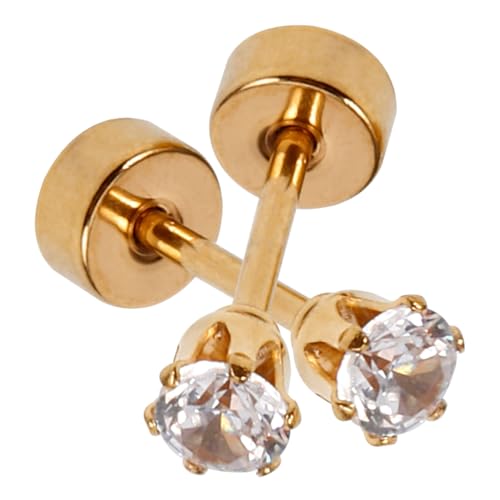 PartyKindom Ohrstecker mit Strassbesatz Goldfarbene Zirkonia Ohrringe Modische Unisex Ohrschmuck für Damen und Mädchen Vielseitig Tragbar zu Party Hochzeit und Alltag von PartyKindom