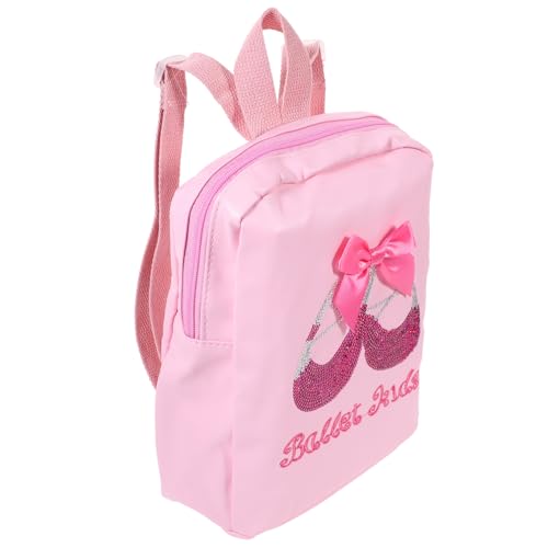 PartyKindom PU Ballett Rucksack für Mädchen Verstellbarer Tanzschulrucksack mit Glitzer Tanzschuhtasche mit Schleifenmotiv Robuster Verschleißfester Tanzrucksack für Rosa von PartyKindom