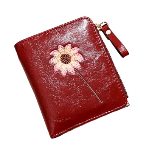 PartyKindom PU Damen Geldbörse mit Reißverschluss Kleines Bifold Portemonnaie mit Münzfach Schlankes Strapazierfähiges Kurzformat für Karten Bargeld und Kleingeld Kompakt für Handtasche und von PartyKindom