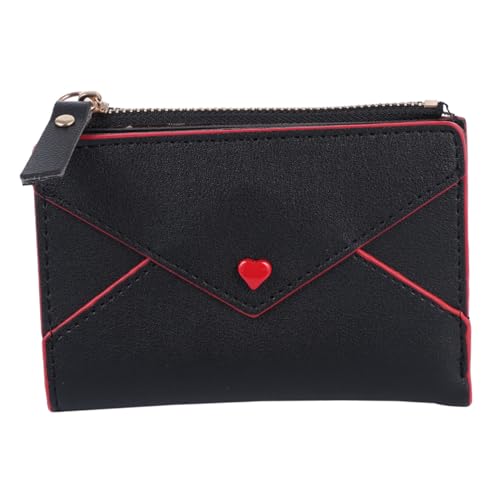 PartyKindom PU Damen Karten Kleingeldbörse Schwarz Leichtes Quadratisches Portemonnaie Geruchsfrei Langlebig Kompakt für Alltag und Handtasche Geeignet Gesundes Pu Material Einfach zu von PartyKindom