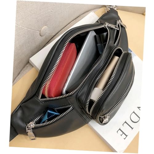 PartyKindom PU Retro Sling Bag Damen Verstellbar Multifunktionale Crossbody Brusttasche Schwarz Alltagstasche Stilvolle Umhängetasche für Freizeit und Reisen von PartyKindom