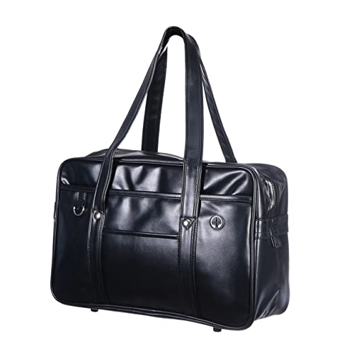 PartyKindom PU Schultertasche Unisex Wasserfest Handtasche mit Kopfhöreranschluss Eleganter Japanischer Uniform Stil Robuste PU Aktentasche für Laptop Schule und Büro Praktische Umhängetasche von PartyKindom