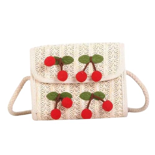 PartyKindom PU Umhängetasche Damen Kleine Clutch Tasche mit Kirschen Rosa Crossbody Bag für Alltag Shopping Reisen Multifunktionale Schultertasche von PartyKindom