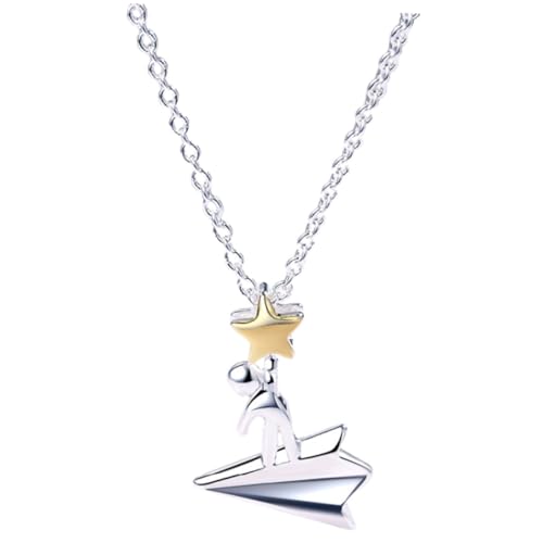 PartyKindom Paper Airplane Anhänger Halskette Damen Papierflugzeug Schmuck mit Stern Design Zarte Modeschmuck Kette für Alltag Party Hochzeit Valentinstag PartyKindom Paper Airplane Anhänger Halskette Damen Papierflugzeug Schmuck mit Stern Design Zarte Modeschmuck Kette für Alltag Party Hochzeit Valentinstag von PartyKindom