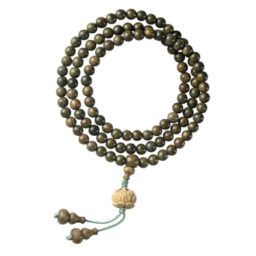 PartyKindom Perlen Gebetskette aus Grünem Sandelholz Elastisches Unisex Armband für Meditation Yoga Mehrfach Tragbar als Halskette oder Gebetsperlen Spiritueller Glücksbringer für Männer von PartyKindom