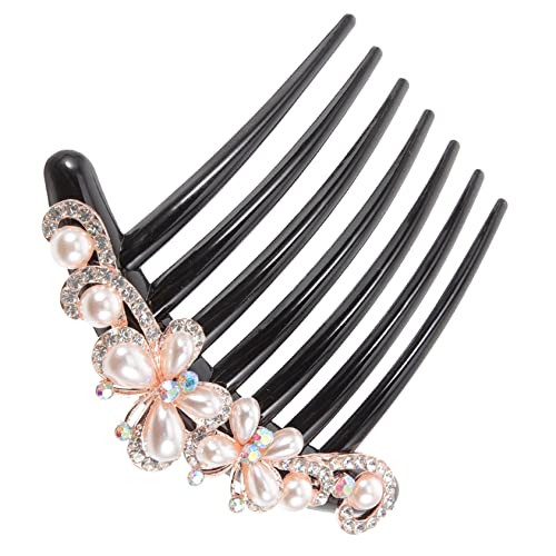 PartyKindom Perlen Haarkamm mit Strassverzierung Siebenzähniger Seitenkamm für Damen Eleganter Brautschmuck und Hochzeits haarclip Geeignet für Geburtstag Abschlussball und Besondere Anlässe von PartyKindom