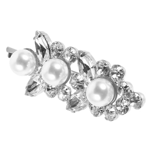 PartyKindom Perlen Haarspange Silber Elegant mit Perlenbesatz Haarschmuck für Frauen Hochzeit Brautjungfern Vintage Haarclip für Festliche Frisuren von PartyKindom