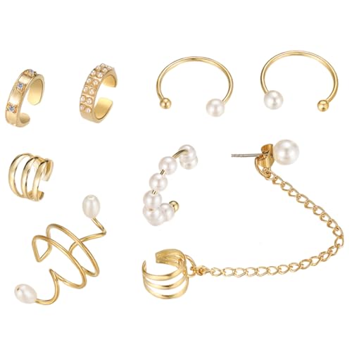 PartyKindom Perlen Ohrclips Clip Ohrringe Ohrknochenclip Perlen Ohrhaken Nicht Durchdringende Ohrmanschetten Coole Ohrschmuck Für Damen von PartyKindom