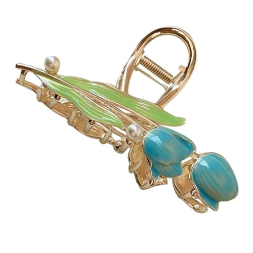 PartyKindom Perlen haarclip Tulpenform Metall Haarklammer für Dickes Haar Damen Eleganter Haarschmuck Vintage stil Festhaltend Dutt Zubehör für Frauen und Mädchen von PartyKindom