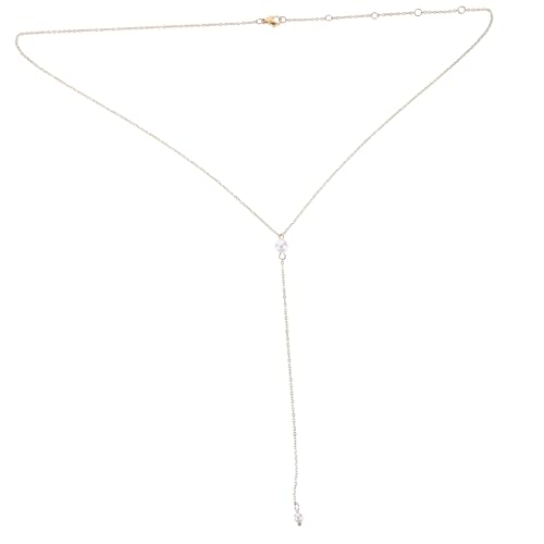 PartyKindom Perlenkette Damen Leichte Hautfreundliche Halskette mit Dekorativer Schmuckkette Goldfarbene und Verlängerungskette für Alltag und Party von PartyKindom