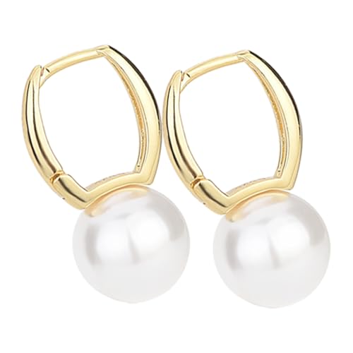 PartyKindom Perlenohrringe Creolen Weiß Damen Schmuck Hochzeit Brautschmuck Damen Ohrschmuck Modisch Leicht und Sicher Tragbar von PartyKindom