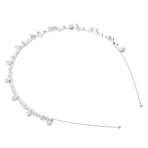 PartyKindom Hochzeit Braut Haarschleife Tiara mit Perlen und Strass 15X14cm für Hochzeiten Verlobungen Partys Haarband für Damen von PartyKindom
