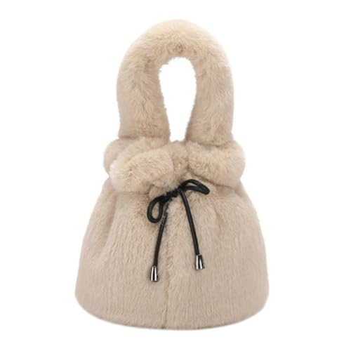 PartyKindom Plüsch Damen Handtasche Groß Kapazität Winter Schultertasche Kuschelig Bequem Tragbar Stilvoll Cremeweiß Geeignet für Alltag Geschenk von PartyKindom