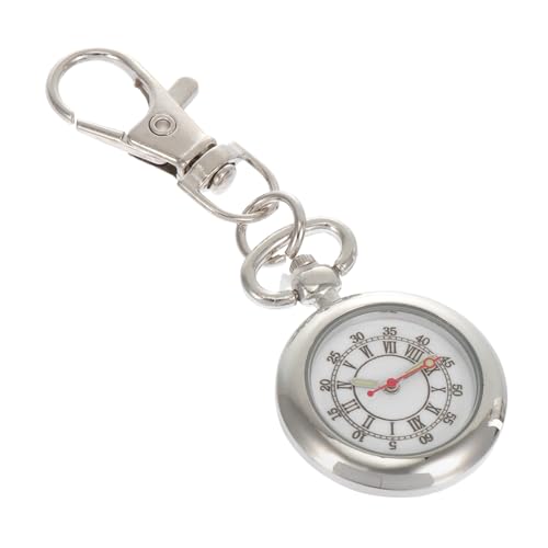 PartyKindom Taschenuhr Mit Schlüsselring Runde Uhr Als Keychain Hängeuhr Für Rucksack Einfaches Design Große Ziffern Hochwertige Materialien von PartyKindom