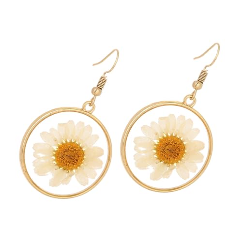 PartyKindom Pressed Flower Ohrringe Sonnenblume Dried Flower Ohrhänger Damen Schmuck Handmade für Alltag und Festtage von PartyKindom