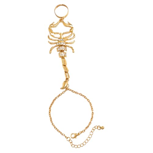 PartyKindom Punk Scorpion Ring Armband Handkette Glitzer Hand Schmuck Extravaganter Fingerring für Damen und Herren Modisch Extravagant von PartyKindom