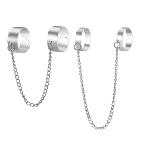 PartyKindom Punk Style Chain Finger Rings Set Verstellbares Offenes Design Alloy Schmuck für Damen Modisches Accessoire für Weihnachten Halloween Geburtstag von PartyKindom