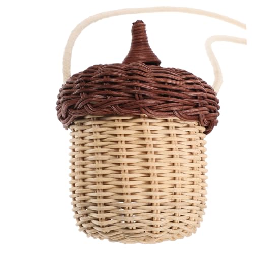 PartyKindom Rattan Geflochtene Mini Umhängetasche Korb Aufbewahrungskorb Handgefertigt Süßes Design Langlebig von PartyKindom