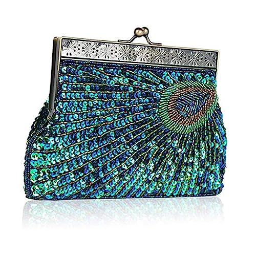 PartyKindom Retro Clutch Abendtasche mit Paillettenstickerei Peacock Handtasche für Damen Mittelgroße Dinner Bag für Hochzeit Party Bankett und Festliche Anlässe PartyKindom Retro Clutch Abendtasche mit Paillettenstickerei Peacock Handtasche für Damen Mittelgroße Dinner Bag für Hochzeit Party Bankett und Festliche Anlässe von PartyKindom