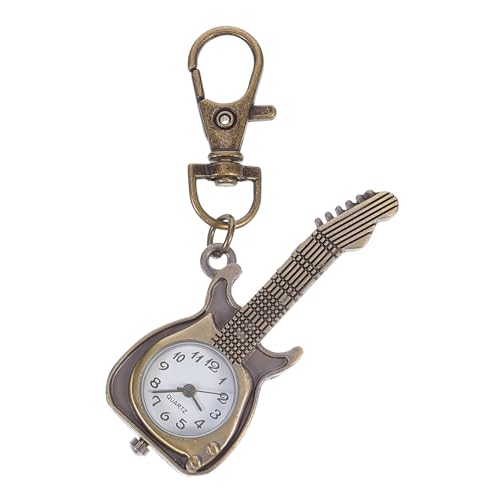PartyKindom Gitarrenform Schlüsselanhänger Quarz Taschenuhr Mit Glasspiegel Und Legierungsmaterial Stilvoll Und Einzigartig Für Modischen Look Geschenk von PartyKindom