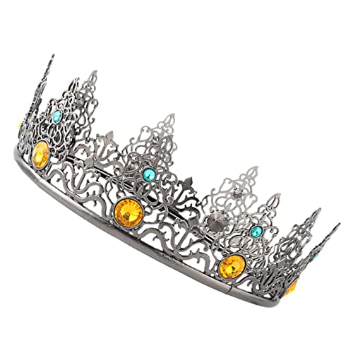 PartyKindom Retro Herren King Cosplay Krone aus Metall Antikes Finish Leicht und Komfortabel Vollrunde Barock Haarkrone für Geburtstagsfeier und Kostümaccessoire von PartyKindom