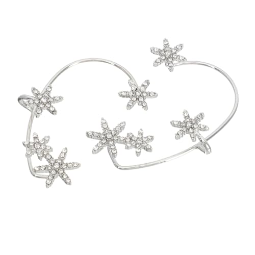 PartyKindom Rhinestone Ohr Manschette Schneeflocke Ohrclip Damen Ohrhaken Modeschmuck Silber Nicht Durchstochen Elegant und Vielseitig für Alltag und Party von PartyKindom